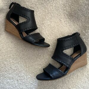 Sofft Black and Tan Wedge Sandals